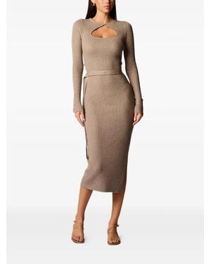Hevron Asher Cutout Ribbed Dress - Natural