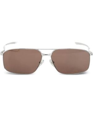 Balenciaga Rectangle-Shape Full-Rim Sunglasses - Metallic