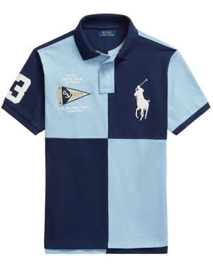 Polo Ralph Lauren Color-Blocked Big Pony Polo Shirt - Blue