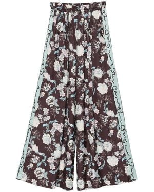 forte_forte Wide Patterned Pants - White