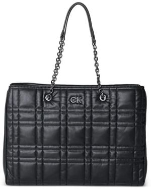Calvin Klein Quilted Chain-Link Tote Bag - Black