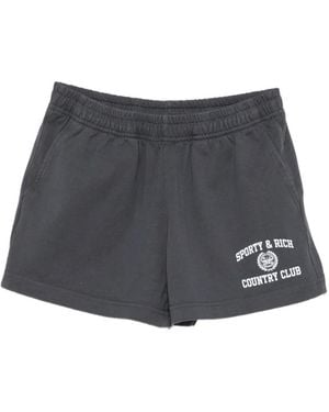 Sporty & Rich Logo-Print Elasticated Shorts - Grey