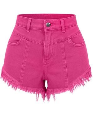 hinnominate Frayed-Edge Denim Shorts - Pink