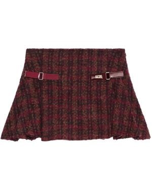 Gcds Buckle Check Skirt - Red