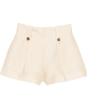 Zimmermann Button-Tab Pleated Shorts - Natural