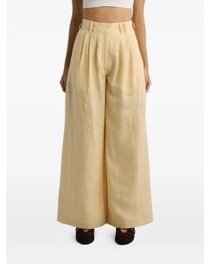 Posse Parker Pleated Palazzo Trousers - Natural
