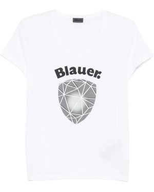 Blauer Logo-Print Crew-Neck T-Shirt - White