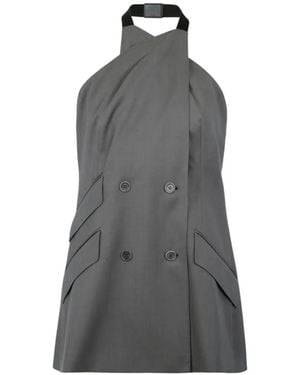 Max Mara Top De Doble Botonadura Con Cuello Halter - Gris