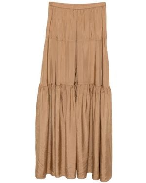 Aspesi Elasticated-Waist Tiered Maxi Skirt - Natural