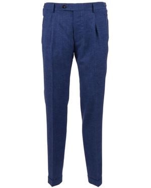 Berwich Retrolong Pleated Trousers - Blue