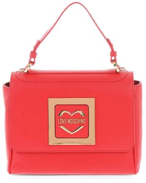 Moschino Logo-Plaque Shoulder Bag - Red