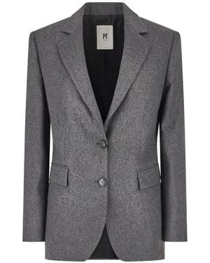 PT Torino Single-Breasted Notched-Lapels Blazer - Grey