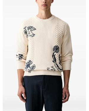 Scotch & Soda X Royal Delft Embroidered Cable-Knit Jumper - Natural