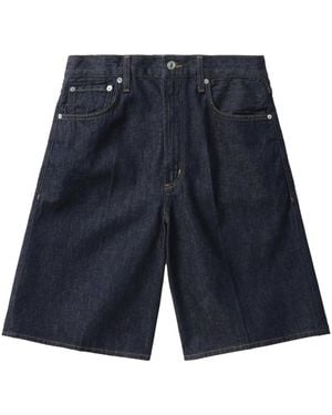 Agolde Nolan Pleated Denim Shorts - Blue