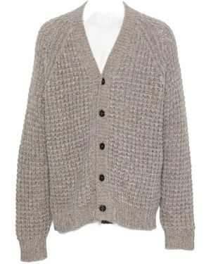 Roberto Collina Waffle-Knit V-Neck Cardigan - Gray