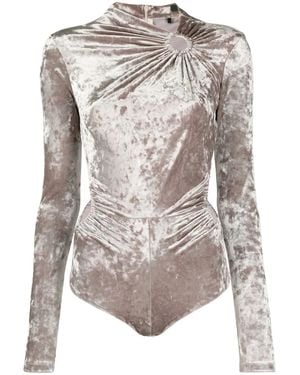 Isabel Marant Gathered-Detail Long-Sleeve Body - Gray