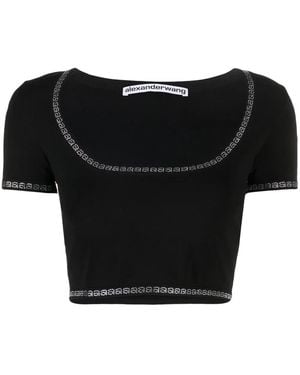 Alexander Wang Scoop-Neck Cropped T-Shirt - Black