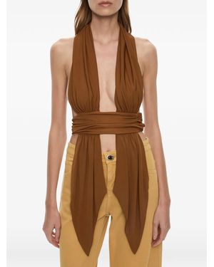 Christopher Esber Scarf-Draped Halterneck Top - Brown
