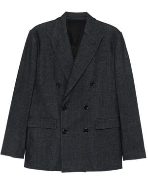 Dondup Blazer Croisé À Revers Pointus - Blue