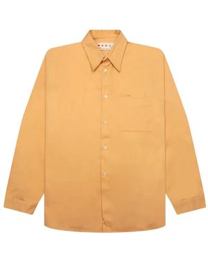 Marni Logo-Embroidered Cotton Shirt - Orange