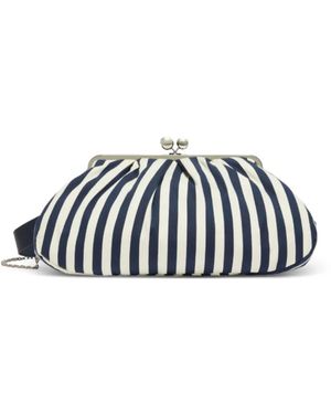 Weekend by Maxmara Striped Shoulder Bag With Top Handle - White