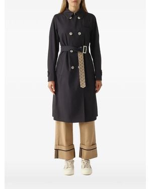 Herno Double-Breasted Belted Trench Coat - Black