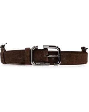 The Attico Chain-Detail Suede Belt - White