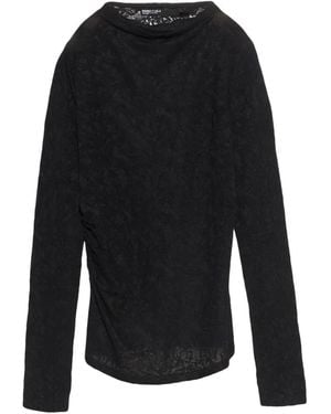 Bimba Y Lola Wool Jacquard T-Shirt - Black