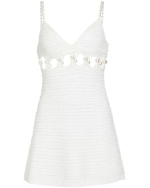 retroféte Marlo Crochet Mini Dress - White