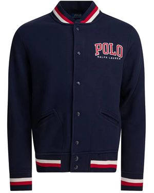Polo Ralph Lauren Logo-detail fleece baseball jacket - Blau