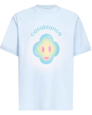 CASABLANCA Airbrush Smiley Logo T-Shirt - Blue