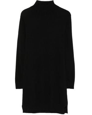 SERGIO MORETTI FIRENZE Ribbed-Knit High-Neck Mini Dress - Black
