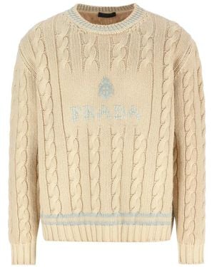 Prada Pullover Mit Zopfmuster - Natur