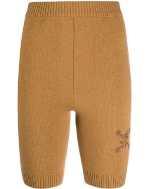 Off-White c/o Virgil Abloh Embroidered Floral Arrows Motif Knitted Shorts - Natural