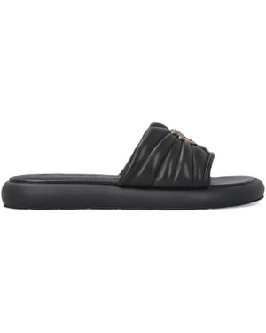 Pinko Quilted Logo Appliqué Sandals - Black