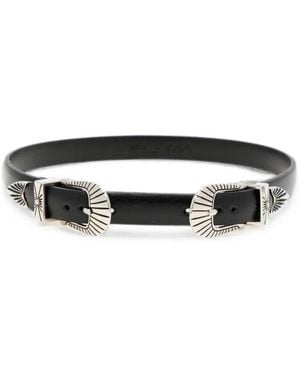 Toga Double Buckle Leather Bangle - White