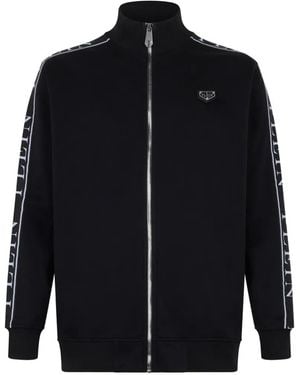 Philipp Plein Cropped Denim Jacket All-Over Roses - Blue