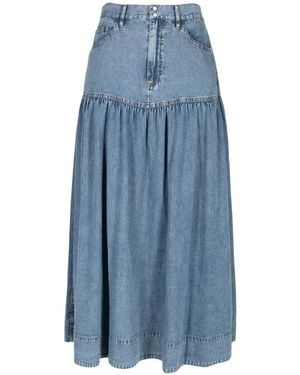 The Great Western Yoke Midi Skirt - Blue