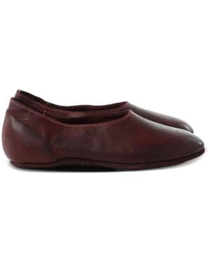 Guidi Tonal-Stitched Leather Ballet Flats - Brown