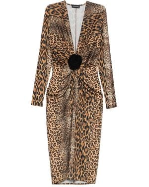 ROSERRY Leopard-Print Midi Dress - Natural