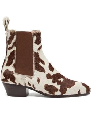 Odissi Ella Cow Print Ankle Boots - Brown