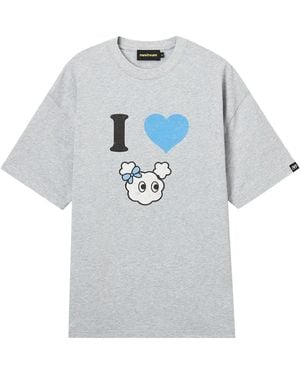 Mini Cream Graphic-Print Cotton T-Shirt - Grey