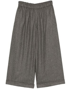 Daniela Gregis Herringbone-Pattern Wide-Leg Palazzo Pants - Grey