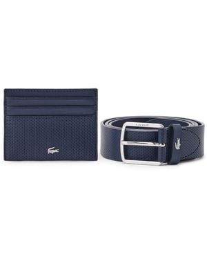 Lacoste Leather Belt And Cardholder Set - Blue
