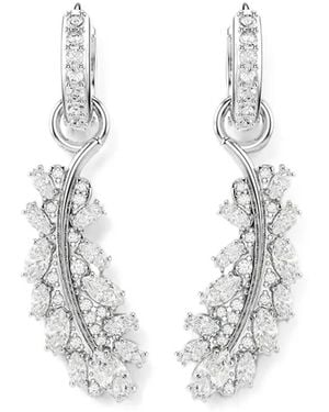Swarovski Crystal-Embellished Leaf-Pendant Earrings - White