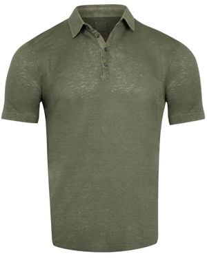 120% Lino Polo Con Bottoni - Verde
