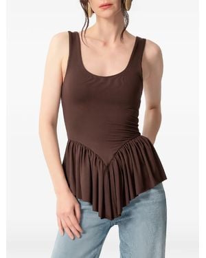 Concepto Thera Ruffled Peplum Top - Brown