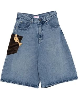 Charles Jeffrey Pantalones Cortos Con Motivo De Trompeta - Azul