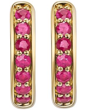 David Yurman 18Kt Geelgouden Petite Pavé Oorbellen Met Robijn - Wit