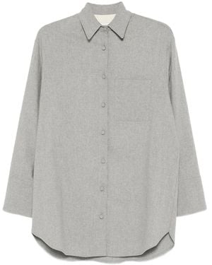 Alysi Lang Wollen Blouse Met Knoop - Grijs